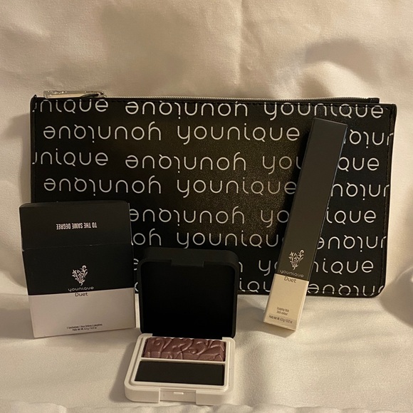 Younique Other - Younique Black & White Pouch with Makeup Essentials